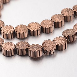 с Покрытием Меди Гальванизировать немагнитных синтетический гематит нитей бисера, снежинка, с медным покрытием, 6x3 мм, отверстие : 1 мм, около 62 шт / нитка, 15.7 дюйм