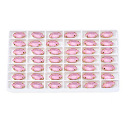 Бледно-Розовый 42Шитье со стразами, стиль мокко, стекло горный хрусталь, граненые, с латунной фурнитурой золотого цвета, лошадиный глаз , розовый жемчуг, 15x7x5 мм, отверстие : 1 мм