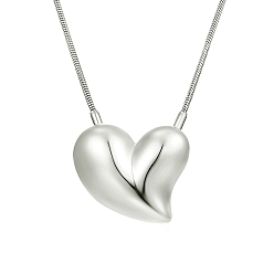 Couleur Acier Inoxydable Colliers pendentifs en acier inoxydable anti-ternissement, cœur, couleur inox, 304 pouce (20.24 cm)