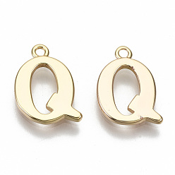 Letter Q Латунь прелести, без никеля , буквы, реальный 18 k позолоченный, letter.q, Вопрос: 13x10x1 мм, отверстие : 1.2 мм