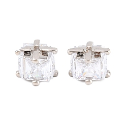 Платина Латунные прозрачные бусины из кубического циркония, кубические, долговечный, стойки покрытие, без свинца и без кадмия, платина, 9x9x6.5 мм, отверстие : 1.8 мм