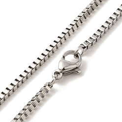Нержавеющая Сталь Цвет Устойчивые к потускнению 304 ожерелья из нержавеющей стали, коробка цепи ожерелье для мужчин, с карабин-лобстерами , цвет нержавеющей стали, 19.6 дюйм (50 см), 2 мм, 2x2x1.5 мм