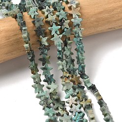 Африканский Бирюза(яшма) Бусы натуральная африканская бирюза (яшма), звезда, 6x6x2 мм, отверстие : 0.7 мм, около 72 шт / нитка, 14.96'' (38 см)
