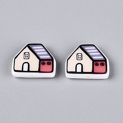 Светло-хаки Печатные непрозрачные бусины из смолы, дом, светлый хаки, 17.5~18x21~21.5x6~6.5 мм, отверстие : 1.2~1.5 мм