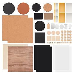 (52) Непрозрачная лаванда Набор инструментов для работы с кожей для начинающих, включая акриловую пластину, 304 подвески из нержавеющей стали и алюминия, коврик из натурального черного камня, железные шариковые цепи деревянные бирки, пустые этикетки из искусственной кожи, разноцветные, 516 шт / пакет