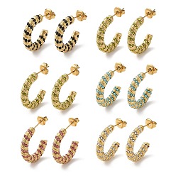 (52) Непрозрачная лаванда Серьги-гвоздики из настоящей 18к-позолоченной 304 нержавеющей стали со стеклянным кольцом, серьги-кольца, разноцветные, 20x4.5 мм