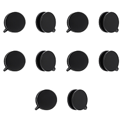 Черный 10 шт. серьги-клипсы из нержавеющей стали, плоско-круглые, чёрные, 20x12x1 мм