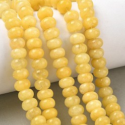 Gold Dyed Natural White Jade Beads Strands, Smooth Rondelle, Gold, 8~9x5~5.5mm, Hole: 1.4mm, about 69~74pcs/strand, 14.57~15.16''(37~38.5cm)