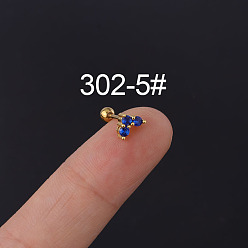 Средно-синий Сердце 316l хирургическая нержавеющая сталь микропаве кубический цирконий хрящ серьги, золотые, светло-синий, 6 мм, штифты : 0.8 мм