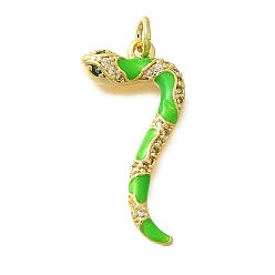 Number Латунные микро проложить кубического циркония подвески, с эмалью, змея с подвесками-числами, с целью перехода в кольце, число, 25~28x6.5~16x4~4.5 мм, отверстие : 3.4 мм