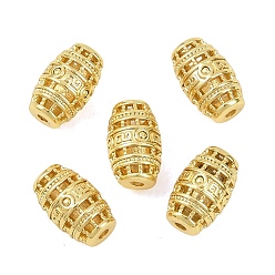 Настоящее золото 18K Латунные бусины, полого цилиндра, реальный 18 k позолоченный, 10x6 мм, отверстие : 1.4 мм