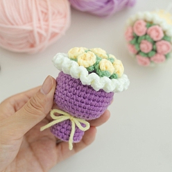 Серо-розавый Наборы для вязания своими руками, мини-букет, увядшая роза, 6.5 см