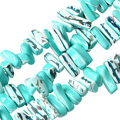 Темно-бирюзовый 1 нити из натуральных окрашенных ракушек-трохусов, самородки, темные бирюзовый, 9~21x5~7x6~8 мм, отверстие : 1.2 мм, около 54~67 шт / нитка, 14.76~15.24 дюйм (37.5~38.7 см)