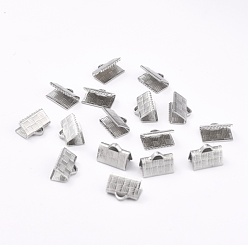 Нержавеющая Сталь Цвет Не тускнеет 304 концы ленты из нержавеющей стали с обжимом, цвет нержавеющей стали, 7x10x5.5 мм, отверстие : 1.5x2.5 мм