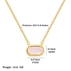 Розовый 304 Подвеска-колье из нержавеющей стали с овальным камнем-талисманом, инкрустированным кубическим цирконием, для женщин., золотые, туманная роза, 18.50 дюйм (47 см)