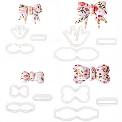 White 4 Sets 4 Styles Plastic Clay Pressed Molds, Clay Cutters, Clay Modeling Tools, for DIY Earring Making, Bowknot, White, 23~43x14~39mm