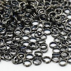 Gunmetal Iron Split Rings, Double Loops Jump Rings, Cadmium Free & Nickel Free & Lead Free, Gunmetal, 5x1.4mm, about 4.3mm inner diameter, Single Wire: 0.7mm, about 13000pcs/1000g