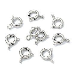Real Platinum Plated SHEGRACE Brass Spring Ring Clasps, Cadmium Free & Nickel Free & Lead Free, Ring, Real Platinum Plated, 7x2mm, Hole: 1.6mm