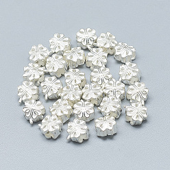 Серебро 925 шарики стерлингового серебра, Четыре листа клевера, серебряные, 8x7x5 мм, отверстие : 2.5 мм