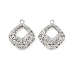 Платинированный Латунные подвески, без кадмия, без никеля и без свинца, ромб, Реальная платина, 24x20x7.5 мм, отверстие : 1.8 мм