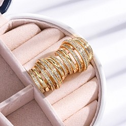 Настоящее золото 18K Серьги-гвоздики из латуни с микро-паве из прозрачного кубического циркония для женщин, без кадмия и без свинца, долговечный, многослойная дуга, реальный 18 k позолоченный, 24x21 мм