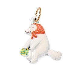 Red Printed 304 Stainless Steel Pendants, Wolf Charms, Golden, Red, 20x17x4mm, Hole: 4.5mm