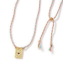 Коралловый Винтажный сплав, прямоугольник с подвеской в виде руки хамса, ожерелье из плетеной веревки, золотые, коралл, 29.92 дюйм (76 см)