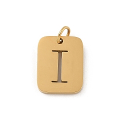Letter I 304 прелести нержавеющей стали, с целью перехода в кольце, золотые, прямоугольник с подвеской в виде буквы, Буква "i", 12.5x9.5x1.5 мм, отверстие : 3 мм