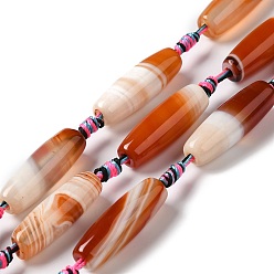 Коралловый Природный агат бисер нитей, окрашенная и подогревом, рис, коралл, 29.5~34x9.5~13.5 мм, отверстие : 2.5 мм, около 10 шт / нитка, 16'' (41 см)