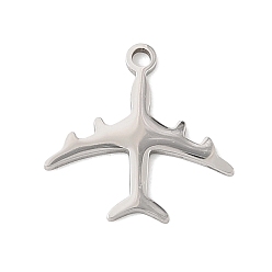 Stainless Steel Color 201 Stainless Steel Charms, Airplane Charms, Stainless Steel Color, 15x15x1mm, Hole: 1.4mm