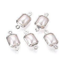 Платина Латунные подвески-подвески с имитацией жемчуга из АБС-пластика, прямоугольник ссылки, кремово-белые, долговечный, без никеля , платина, 14.5x7x4.5 мм, отверстие : 1~1.2 мм