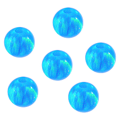 Синий 6 шт. синтетические опаловые бусины, круглые, имитация драгоценных камней, синие, 4 мм, отверстие : 1 мм