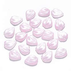 Бледно-Розовый Прозрачные стеклянные подвески для выпечки, лепесток, розовый жемчуг, 19x15x3.5 мм, отверстие : 1 мм