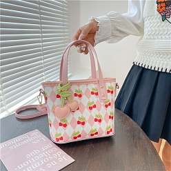 Pink Набор для изготовления сумки через плечо с вишневым принтом своими руками, включая иглы для вышивания и нитки, ткани из искусственной кожи, розовые, 23x17 см