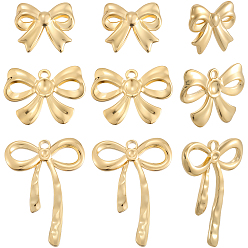 Настоящее золото 18K 9 шт 3 стили 304 подвески из нержавеющей стали, ионное покрытие (ip), бантом прелести, реальный 18 k позолоченный, 13.5~39x16~28.5x2.5~3.5 мм, отверстие : 2 мм, 3 шт / стиль