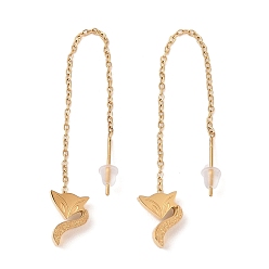 Золотой 304 из нержавеющей стали серьги, для женщин, вакуумное покрытие pvd, лиса, золотые, 72.2x7.6 мм