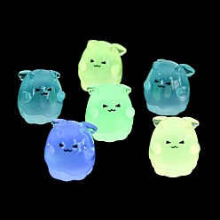 (52) Непрозрачная лаванда Хэллоуин светящийся призрак из смолы с украшением в виде крыла, микроландшафтные украшения, светится в темноте, разноцветные, 24x24x28 мм