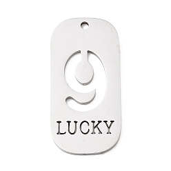 Нержавеющая Сталь Цвет 304 подвески из нержавеющей стали, овал с цифрой 8 и словом «счастливый», цвет нержавеющей стали, 35x17x1.5 мм, отверстие : 1.8 мм