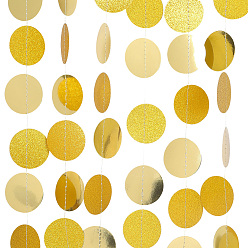 Золотистый Круглый подвесной баннер из блестящей бумаги, на день рождения, свадьба, праздничные украшения, золотые, 3420x50x0.1 мм