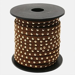 Седло Коричневый Золотистый алюминиевый обитый шнур из искусственной замши, искусственная замшевая кружева, седло коричневый, 5x2 мм, около 20 ярдов / рулон