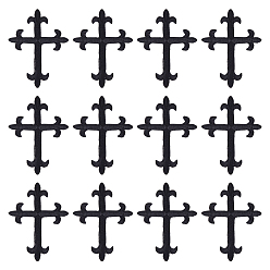 Черный Крест флёри полиэстер вышивка утюгом на аппликации нашивка, швейные украшения, чёрные, 95x70x1 мм