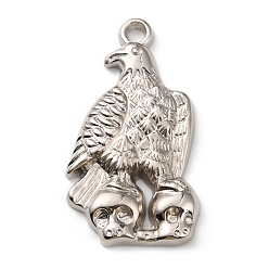 Platinum CCB Plastic Big Pendants, Eagle with Skull Charm, Platinum, 51.5x27.5x5mm, Hole: 3.2mm