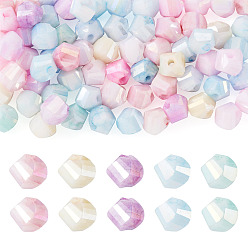 (52) Непрозрачная лаванда 1 нити гальванизированных стеклянных бусин, предотвращающие потускнение, имитация драгоценных камней, твист, с покрытием AB цвета, граненые, два тона, разноцветные, 5~5.5x6~6.5x6~6.5 мм, отверстие : 1 мм, около 67~68 шт / нитка, 14.76~15.16 дюйм (37.5~38.5 см)