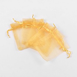 Goldenrod Organza Gift Bags with Drawstring, Jewelry Pouches, Wedding Party Christmas Favor Gift Bags, Goldenrod, Size: about 8cm wide, 10cm long