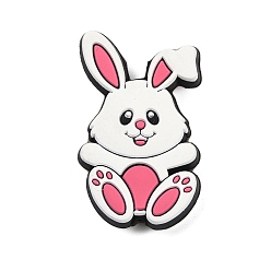 Белый Дым Пасхальный кролик силиконовые бусины, фокусные бусы, серый, 31.5x18.5x7.5 мм, отверстие : 2.5 мм