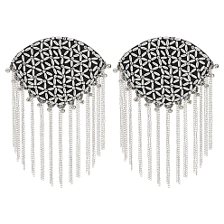 Платина 2шт. съемные железные эполеты с кисточками, ретро-нашивки из нержавеющей стали, с полиэстеровой фурнитурой и булавкой, платина, 190x125x5 мм