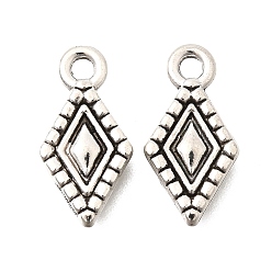 Rhombus Сплавочные подвески тибетского стиля, античное серебро, ромб прелести, 14x7x2 мм, отверстие : 1.6 мм
