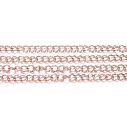 Розовое Золото 304 из нержавеющей стали скрученные цепи, бордюрные цепи, с катушкой, пайки, розовое золото , 4x3x0.6 мм, около 82.02 футов (25 м) / рулон