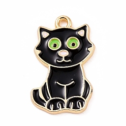 Желто-Зеленый Подвески из эмали и сплава, кошачье очарование, золотые, желто-зеленый, 25x15x2 мм, отверстие : 2 мм