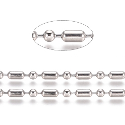 Нержавеющая Сталь Цвет Не тускнеют 304 шариковые цепи из нержавеющей стали, цвет нержавеющей стали, колонка: 4.5x3.2 мм, Шар: 3.2 mm